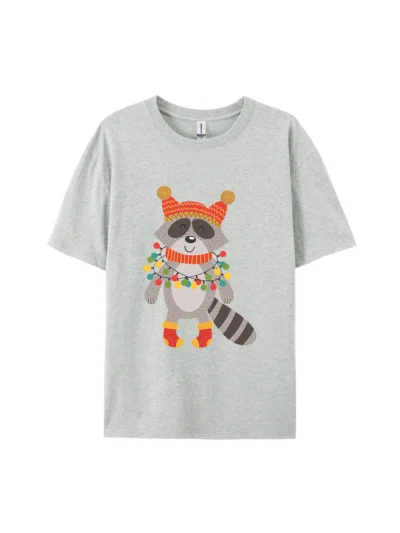 Christmas Raccoon Graphic Tee For Women Men