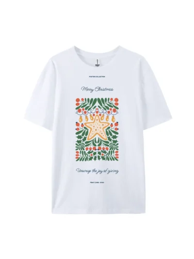 Christmas Star & Ornaments Graphic Tee For Women Men