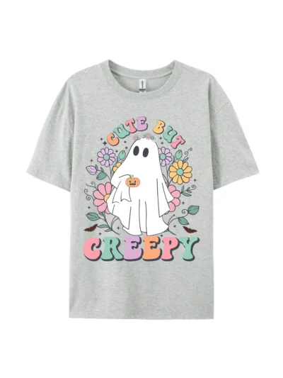 Cute But Creepy Ghost Flower Style A Print Tee