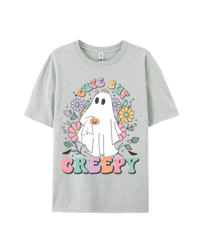 Cute But Creepy Ghost Flower Style A Print Tee