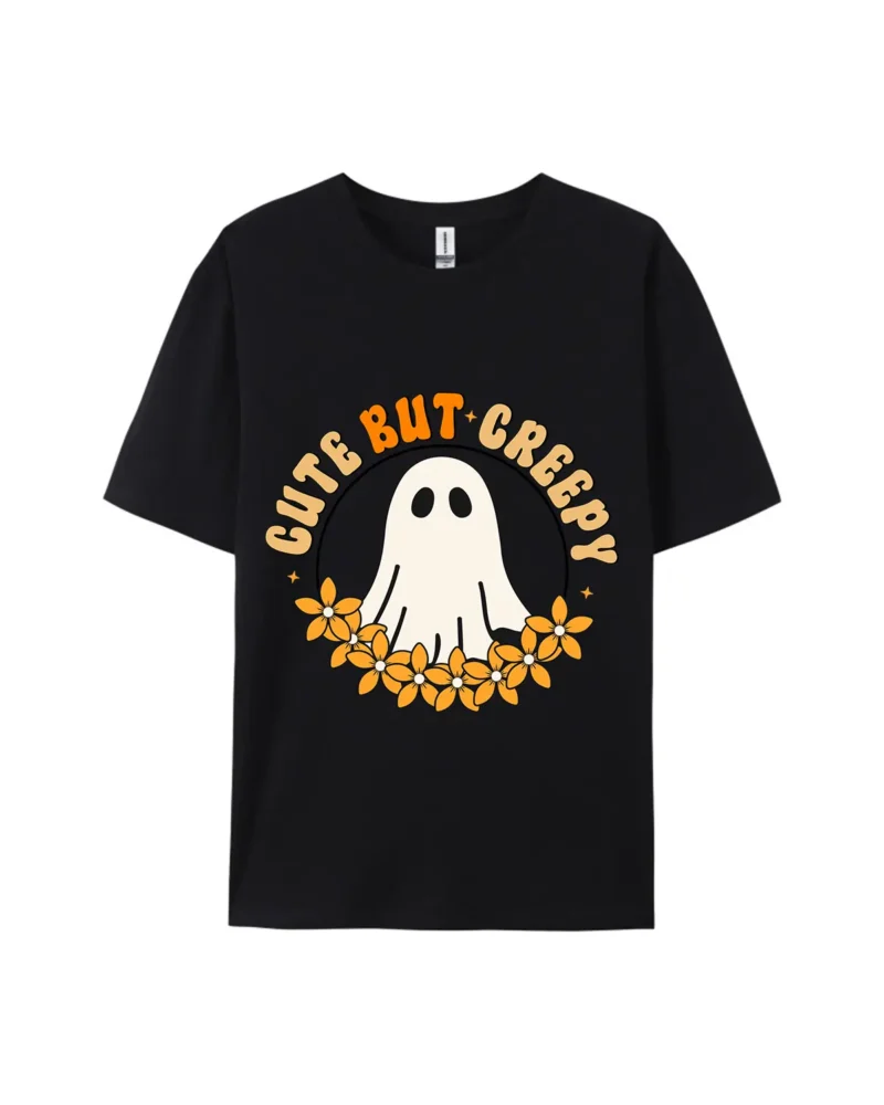 Cute But Creepy Ghost Flower Style B Print Tee - Image 2