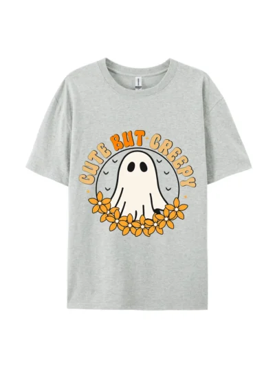 Cute But Creepy Ghost Flower Style B Print Tee
