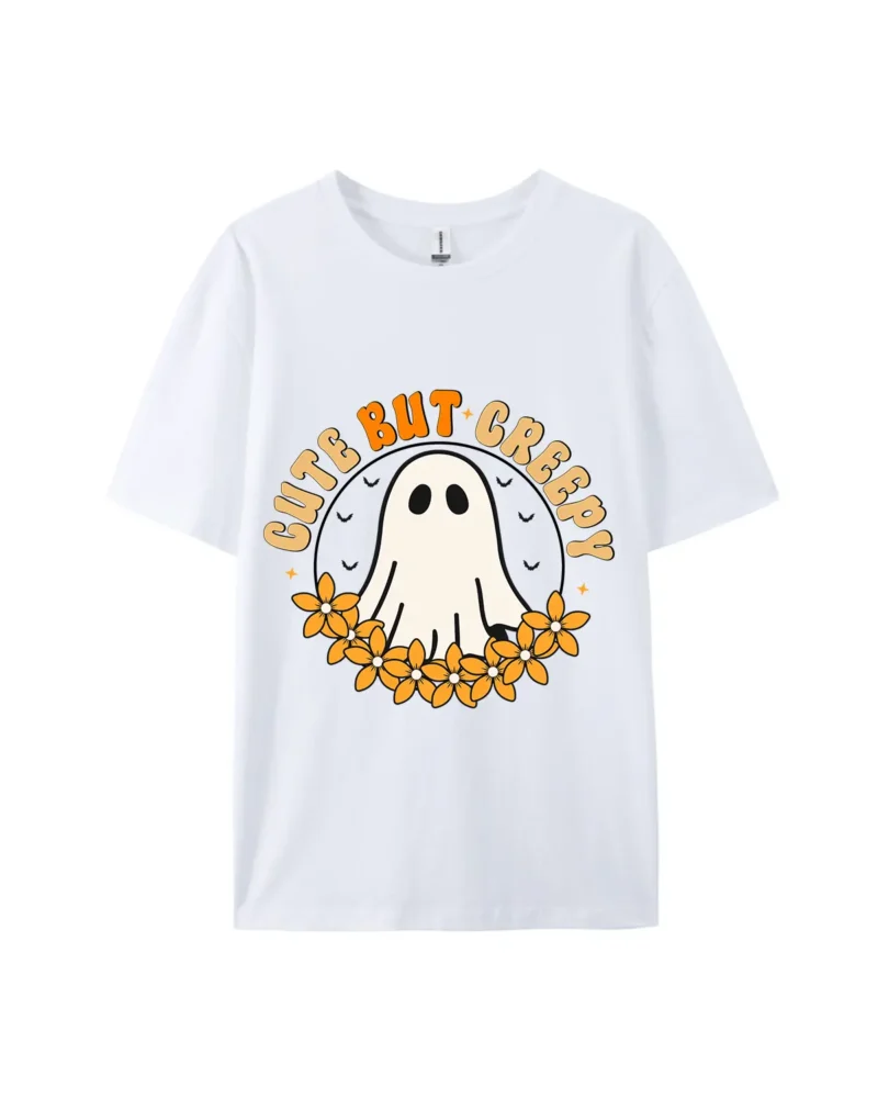 Cute But Creepy Ghost Flower Style B Print Tee - Image 4
