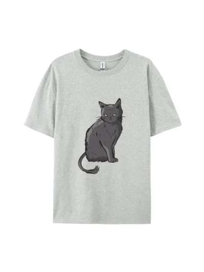 Cute Cartoon Gray Cat A Graphic Tee
