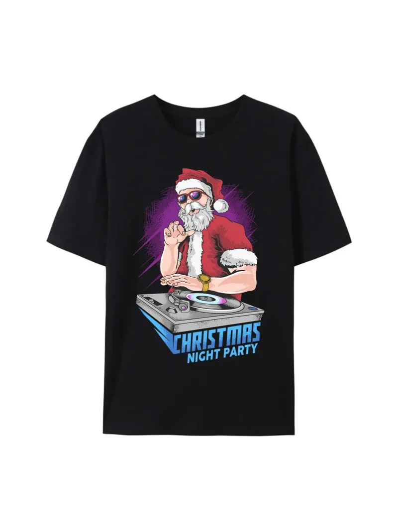 DJ Santa Claus Christmas Party Graphic Tee - Image 2