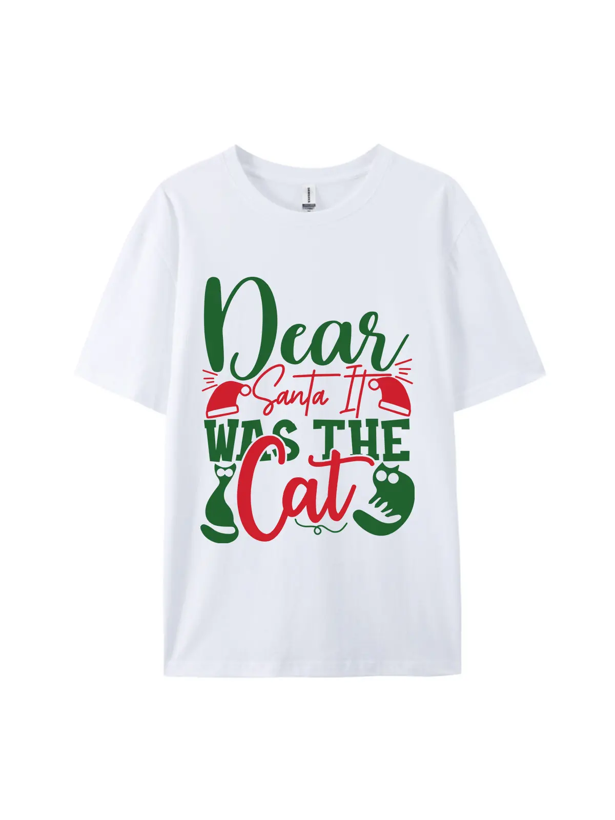 Dear Santa It Was The Cat Graphic Tee For Women Men - Image 3