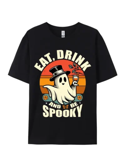 Eat Drink And Be Spooky Ghost Style A Graphic Tee