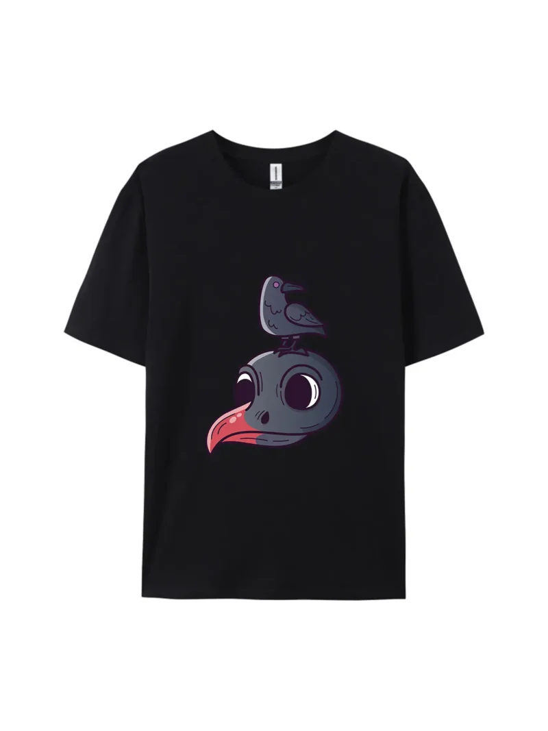 Cartoon Bird Head With Little Bird Graphic Tee - Image 2
