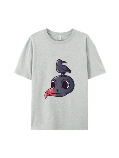 Cartoon Bird Head With Little Bird Graphic Tee