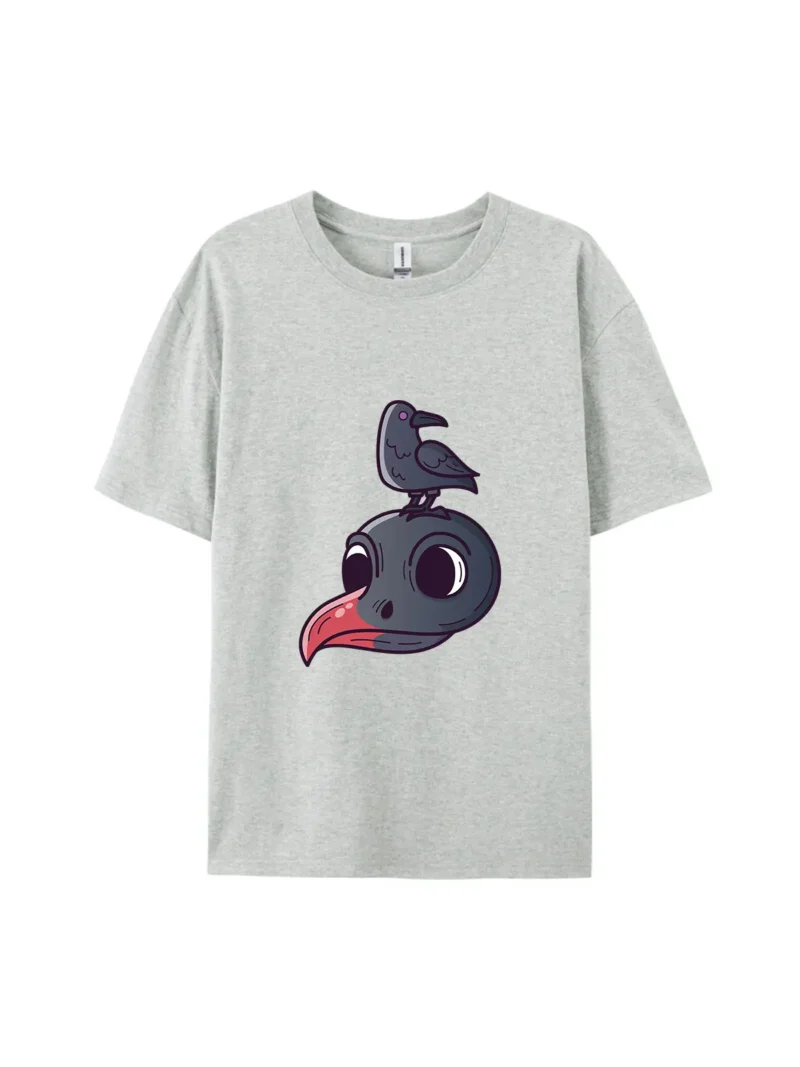 Cartoon Bird Head With Little Bird Graphic Tee