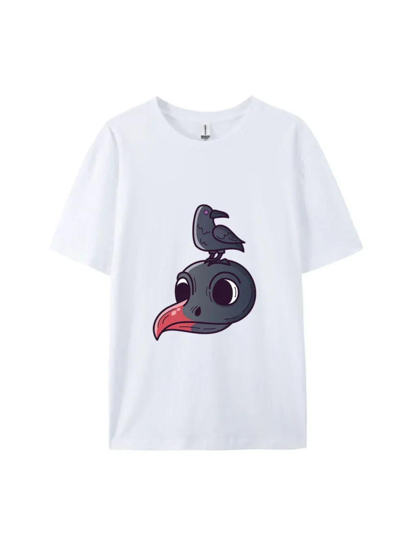 Cartoon Bird Head With Little Bird Graphic Tee - Image 4