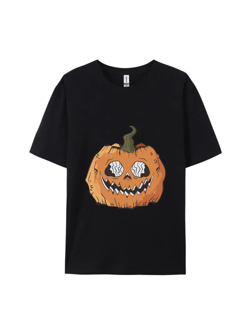Gothic Creepy Pumpkin Head Graphic Tee - Image 2