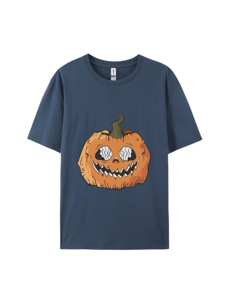 Gothic Creepy Pumpkin Head Graphic Tee - Image 3