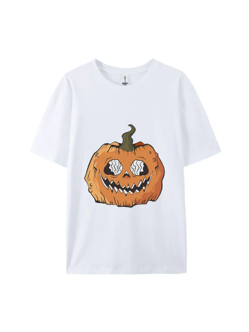 Gothic Creepy Pumpkin Head Graphic Tee - Image 4