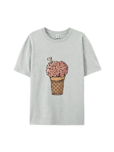 Halloween Cartoon Brain Ice Cream Skull Graphic Tee