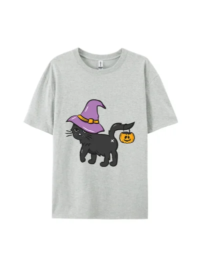 Halloween Cat With With Hat Graphic Tee