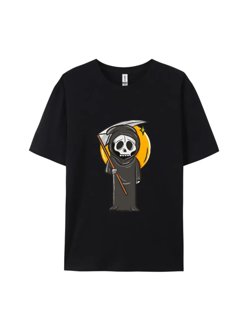 Halloween Cartoon Grim Reaper Graphic Tee - Image 2