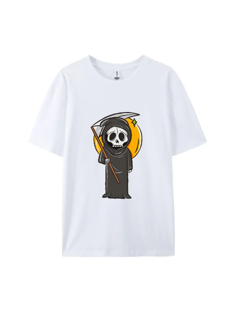 Halloween Cartoon Grim Reaper Graphic Tee - Image 4