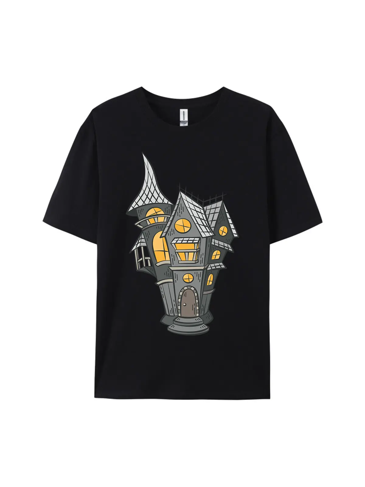 Cartoon Haunted House Style C Graphic Tee - Image 2