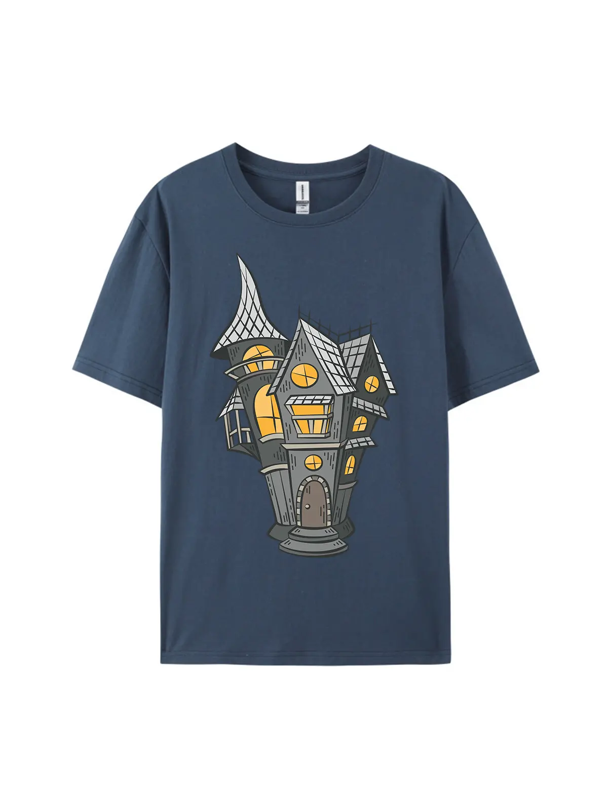 Cartoon Haunted House Style C Graphic Tee - Image 3