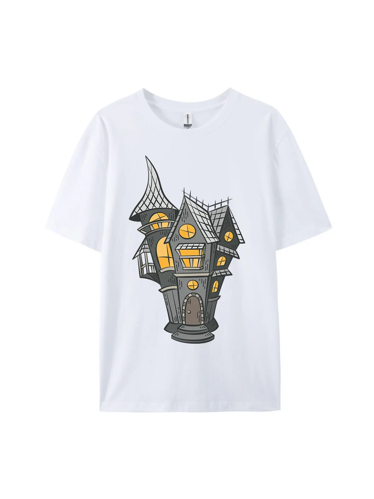 Cartoon Haunted House Style C Graphic Tee - Image 4