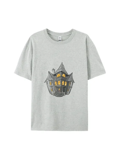 Cartoon Haunted House Style F Graphic Tee