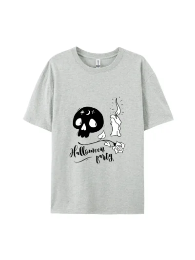 Halloween Cartoon Skull & Candle Graphic Tee