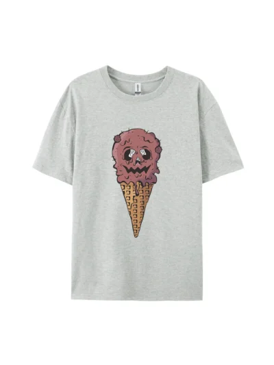 Halloween Cartoon Skull Ice Cream Graphic Tee