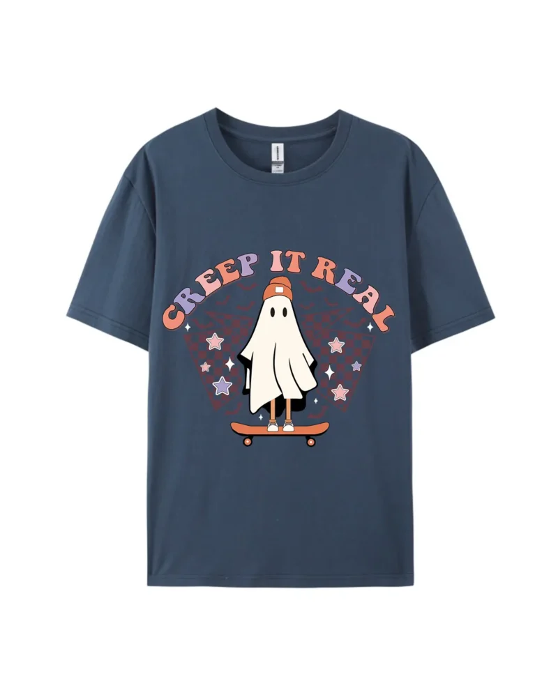Halloween Creep It Real Skate Ghost Graphic Tee - Image 3