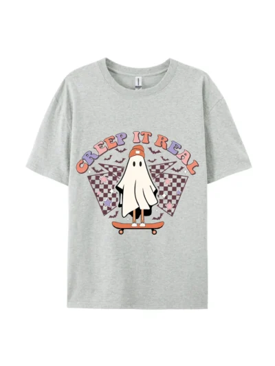 Halloween Creep It Real Skate Ghost Graphic Tee