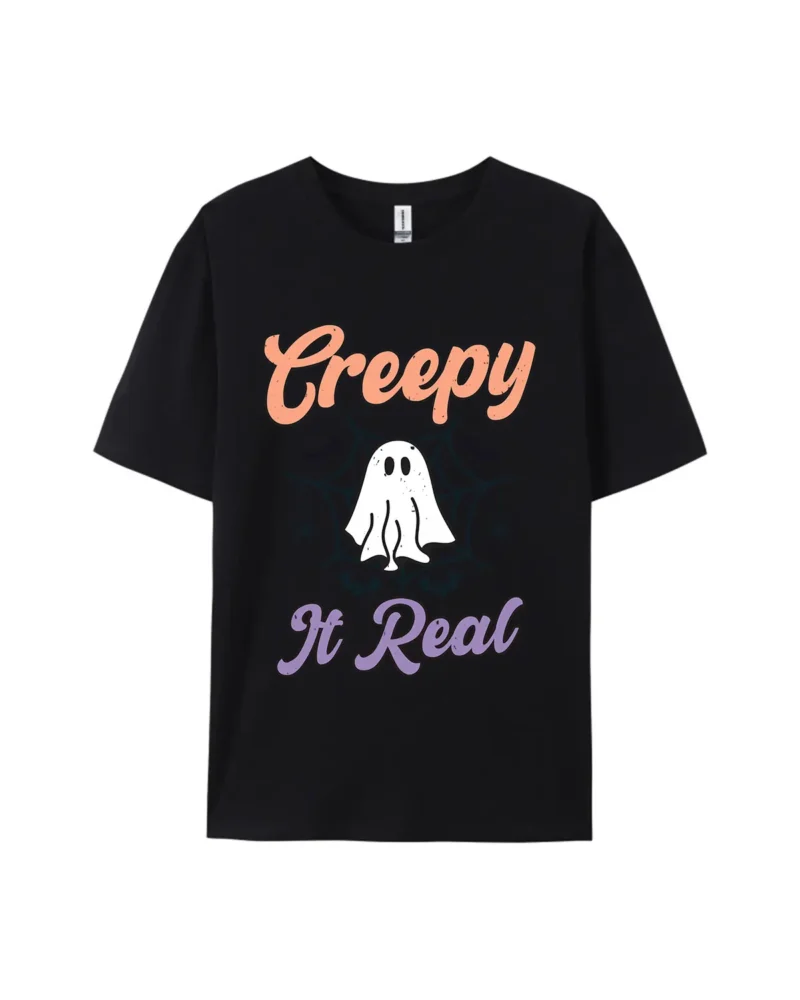 Halloween Creepy It Real Ghost Graphic Tee - Image 2