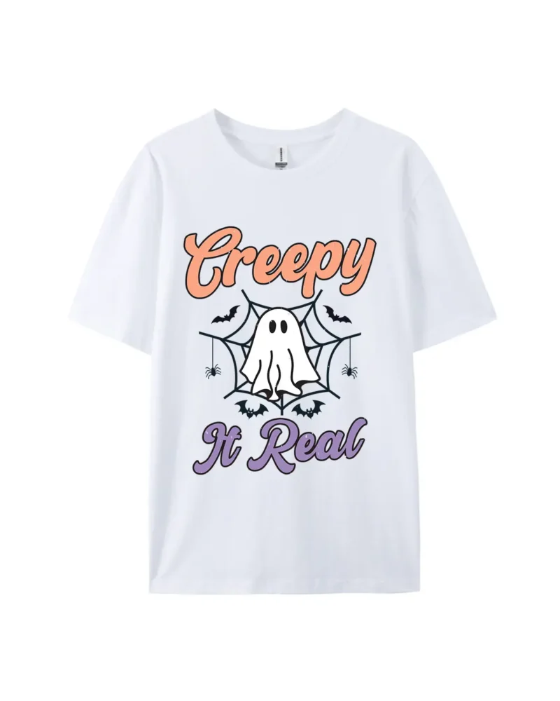 Halloween Creepy It Real Ghost Graphic Tee - Image 4