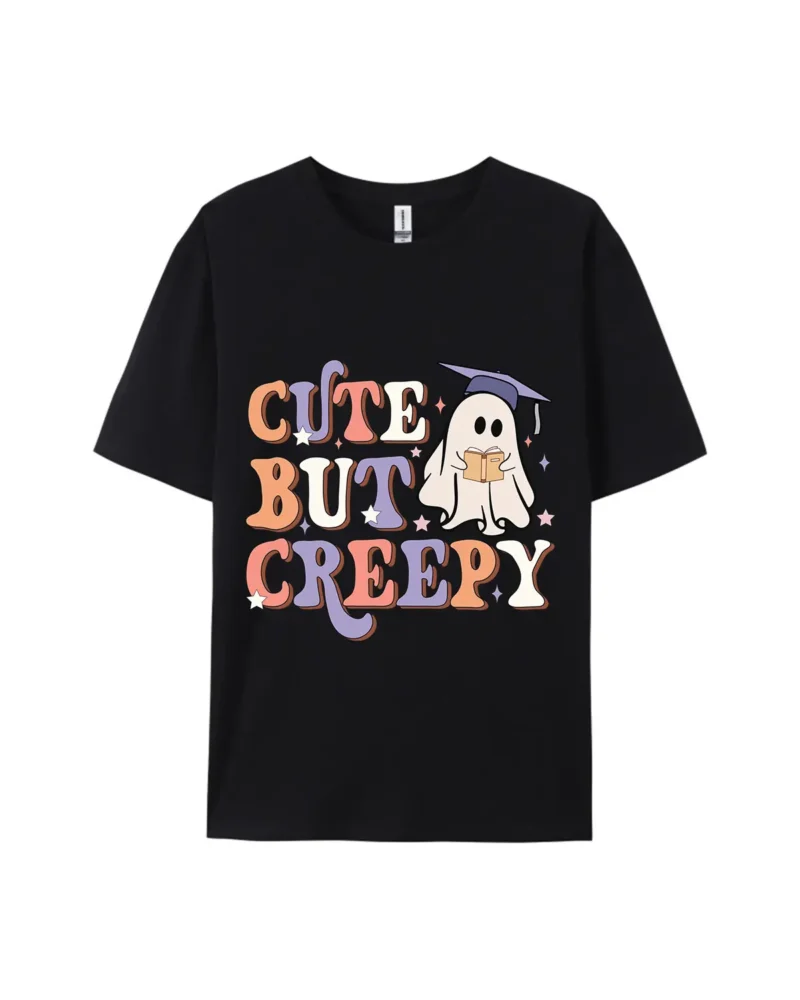 Halloween Cute But Creepy Ghost Graphic Tee - Image 2