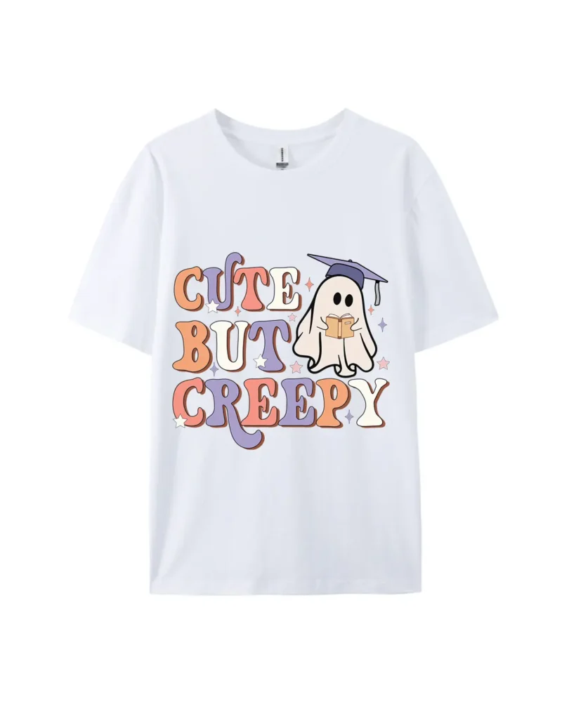 Halloween Cute But Creepy Ghost Graphic Tee - Image 4