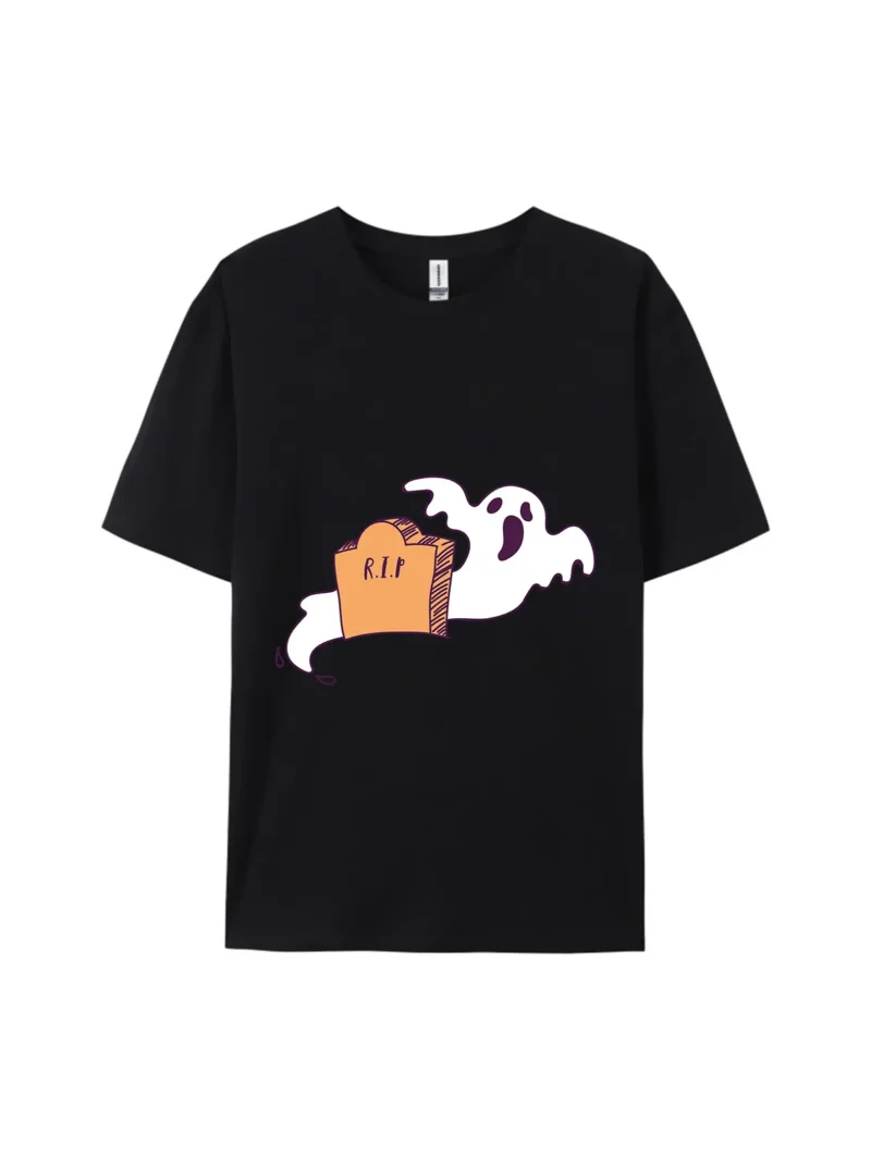 Halloween Ghost And Tombstone Graphic Tee - Image 2