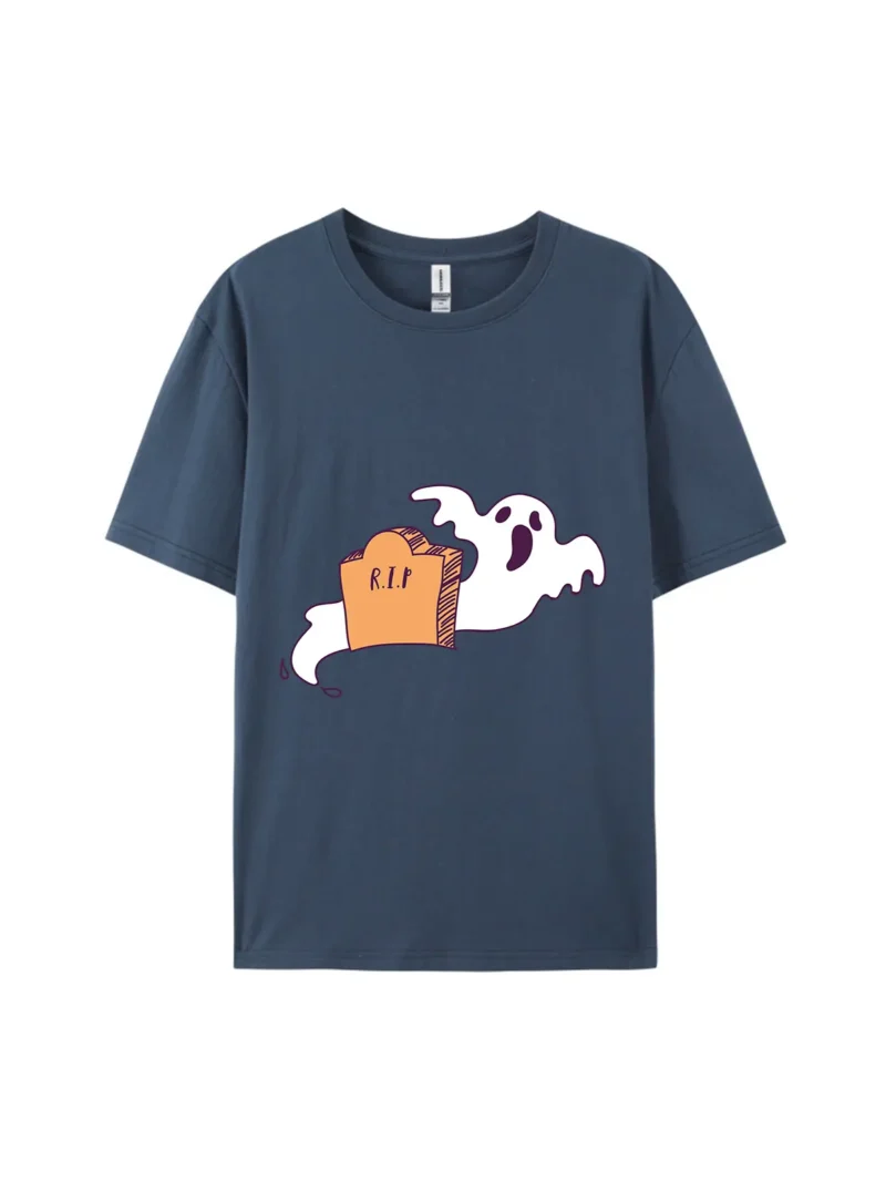 Halloween Ghost And Tombstone Graphic Tee - Image 3