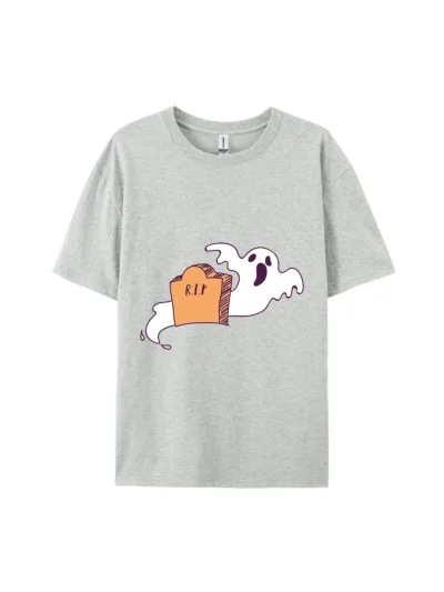 Halloween Ghost And Tombstone Graphic Tee