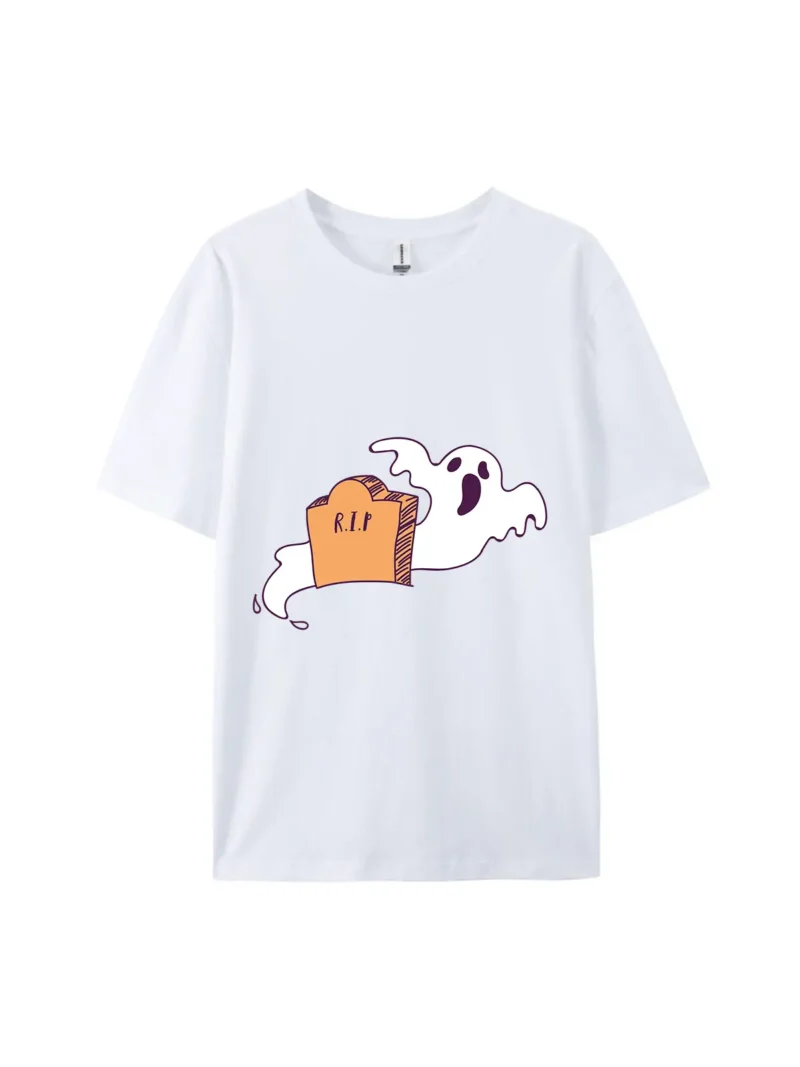 Halloween Ghost And Tombstone Graphic Tee - Image 4