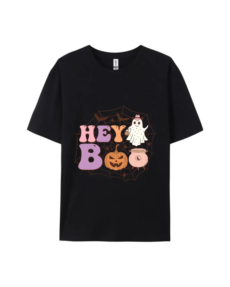 Hey Boo Ghost & Pumpkin Graphic Tee - Image 2