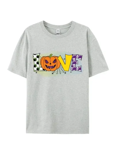 Halloween LOVE Pumpkin & Skull Graphic Tee