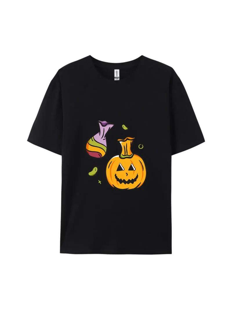Halloween Pumpkin & Candy Bag Graphic Tee - Image 2