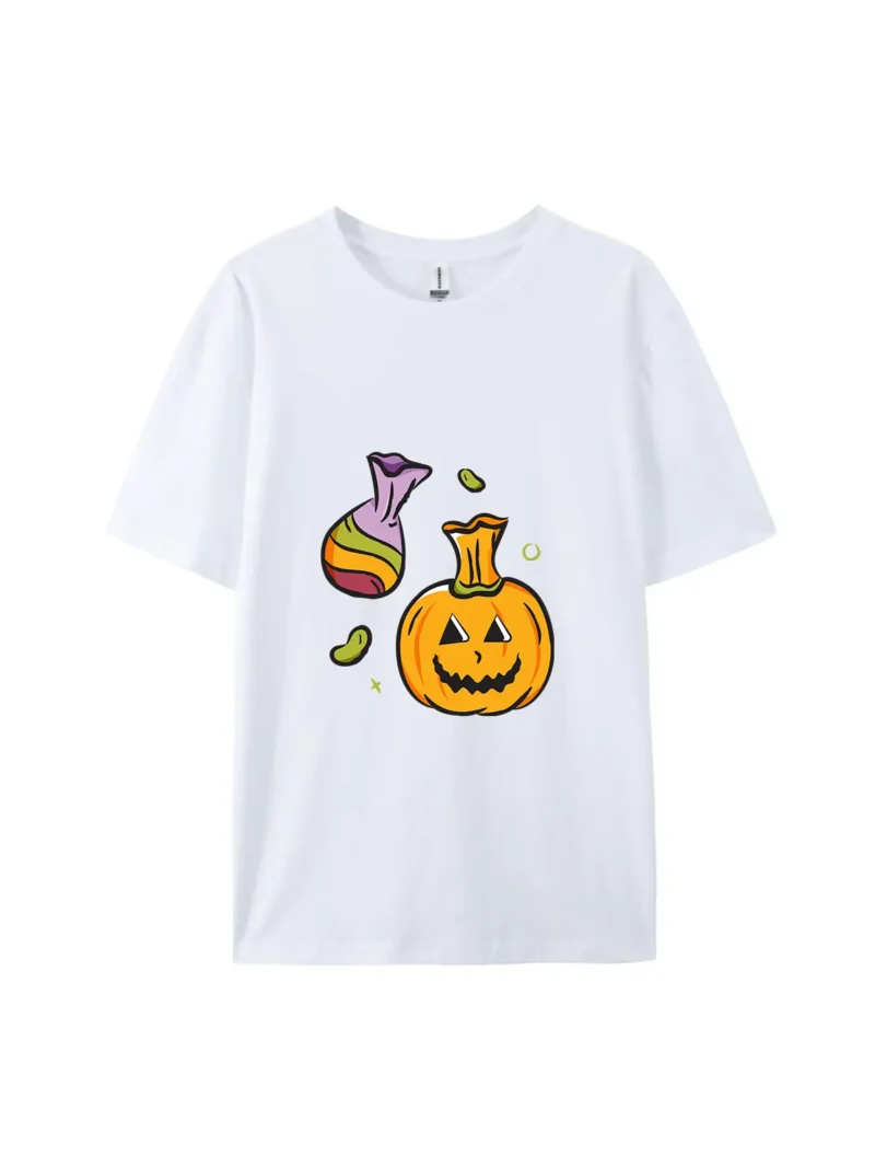 Halloween Pumpkin & Candy Bag Graphic Tee - Image 4