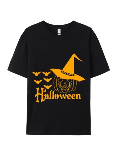 Halloween Pumpkin Witch Hat Bat Graphic Tee