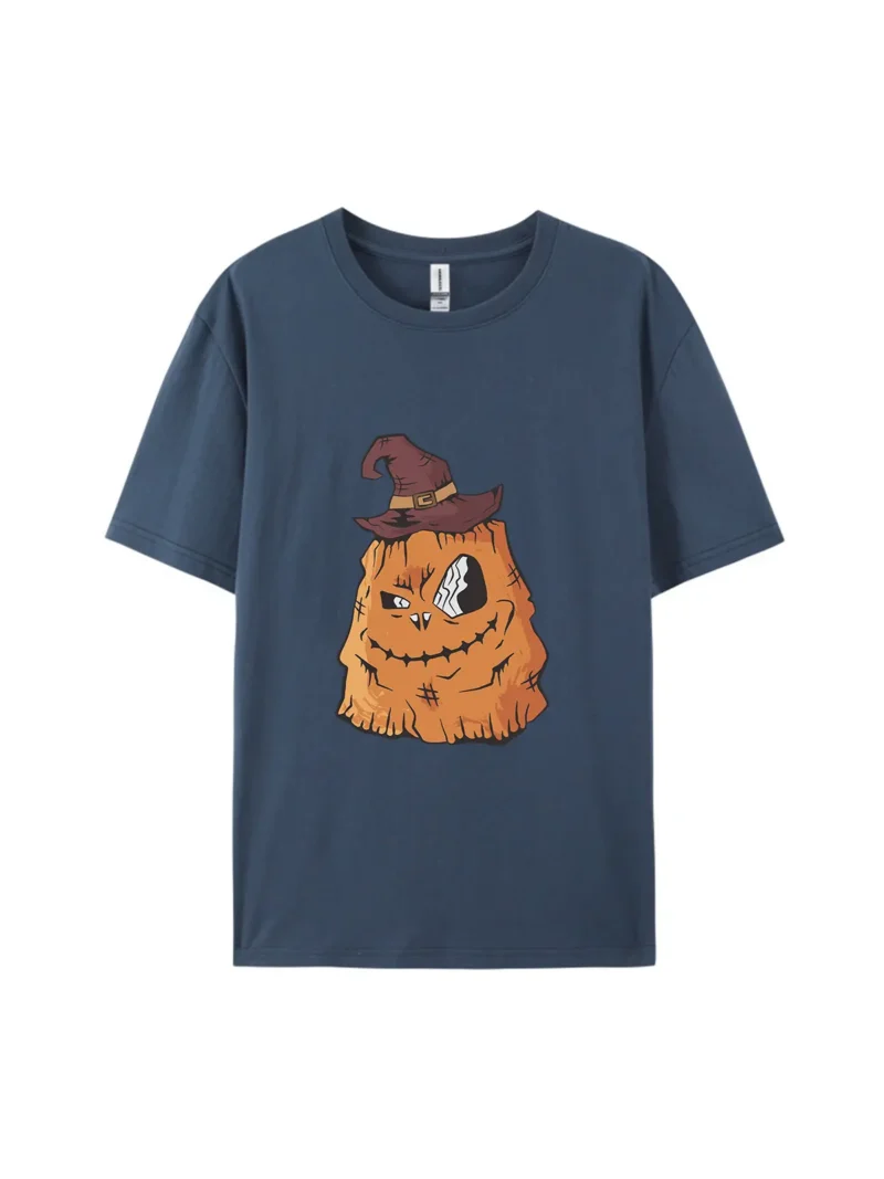 Halloween Pumpkin With Witch Hat Graphic Tee - Image 3