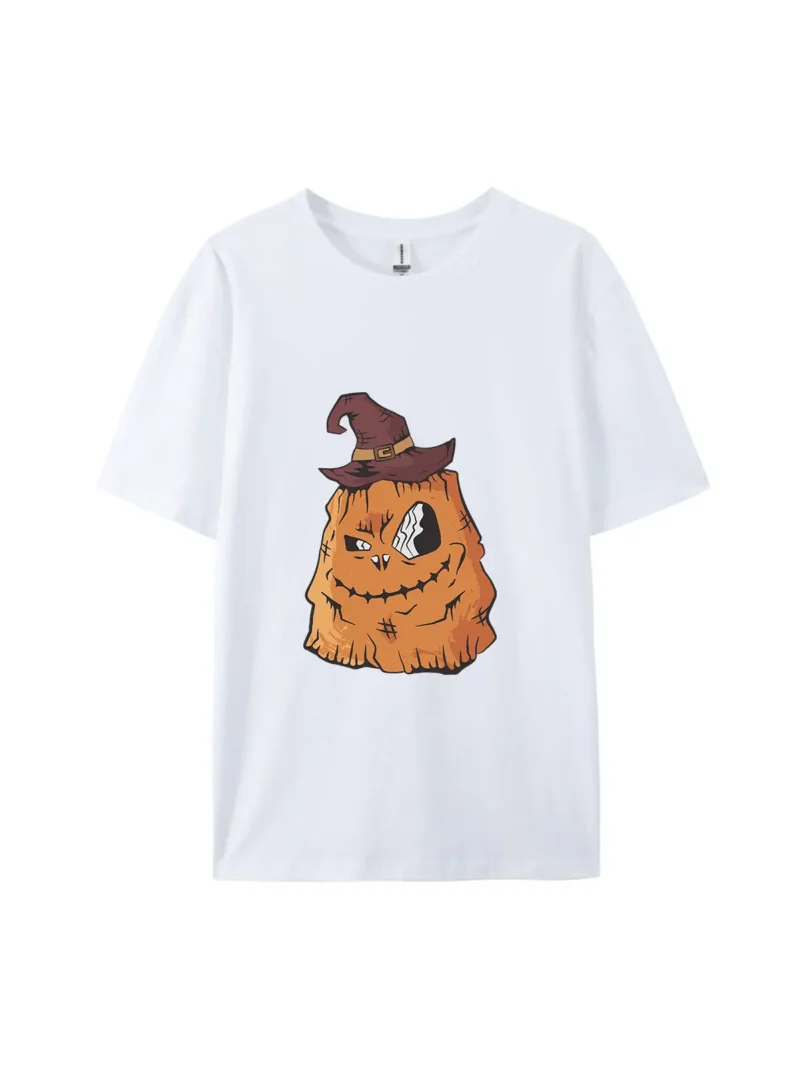 Halloween Pumpkin With Witch Hat Graphic Tee - Image 4