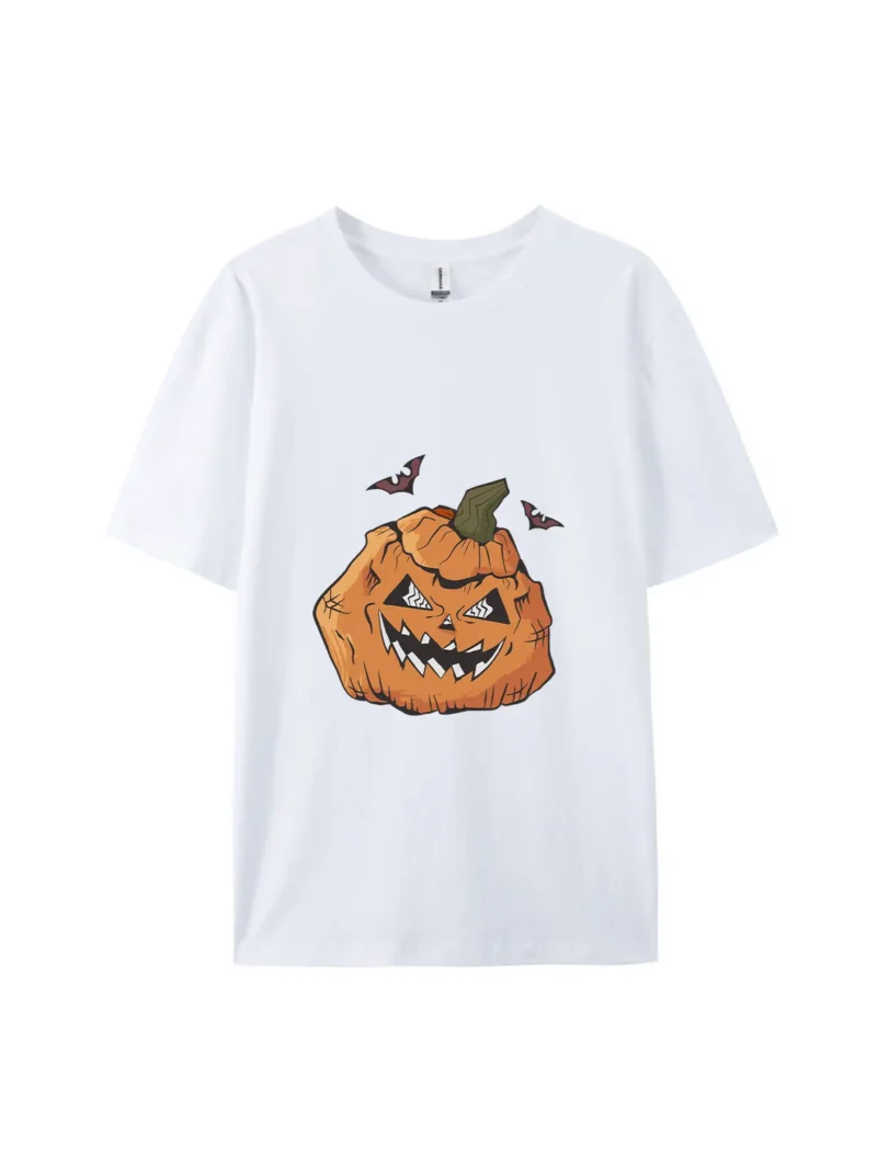 Halloween Spooky Pumpkin & Bats Graphic Tee - Image 4