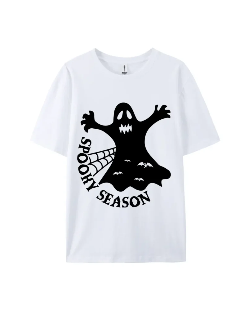 Spooky Season Ghost Web Bat Graphic Tee - Image 3