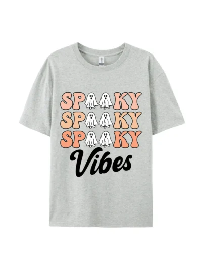Halloween Spooky Vibes Letters Graphic Tee