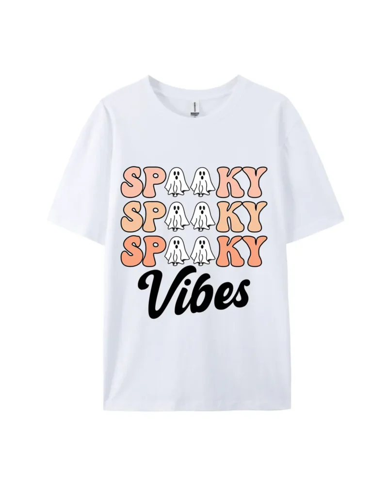 Halloween Spooky Vibes Letters Graphic Tee - Image 2