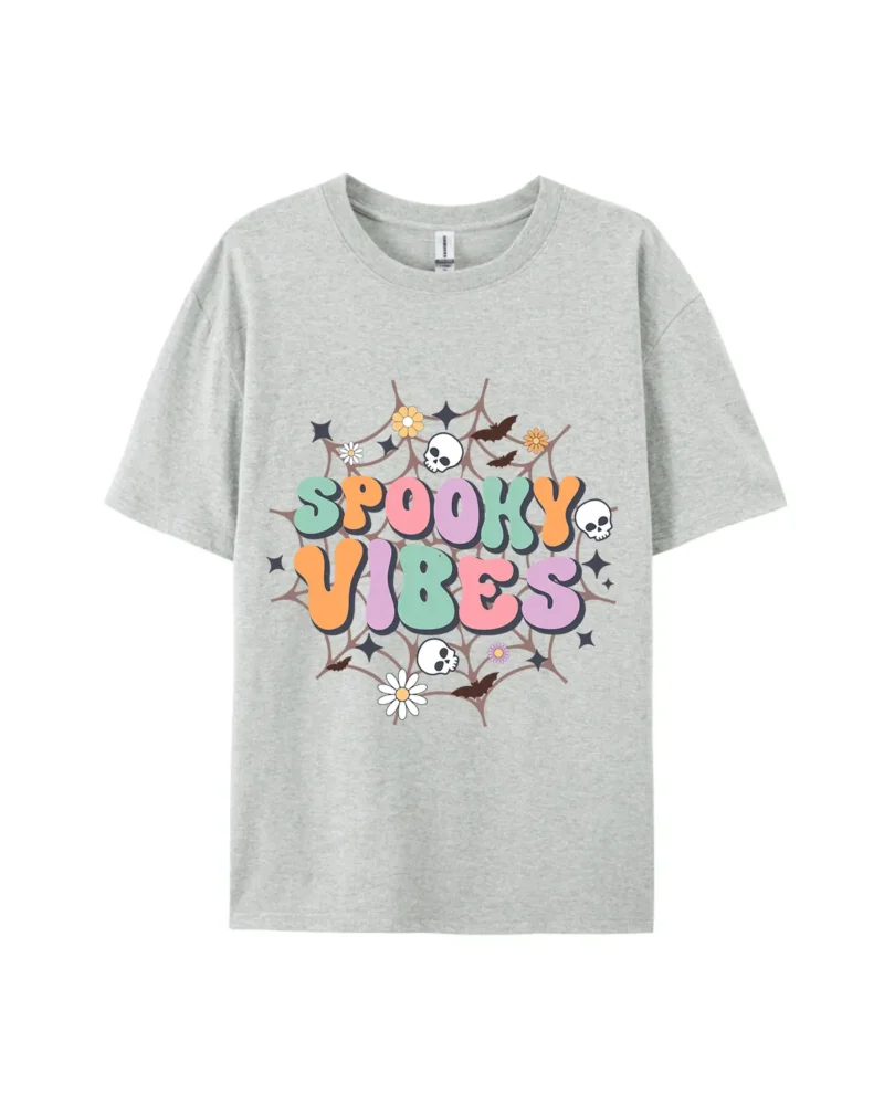 Halloween Spooky Vibes Web Skull Graphic Tee